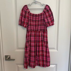 Pink plaid Old Navy dress great for Christmas themed photos!